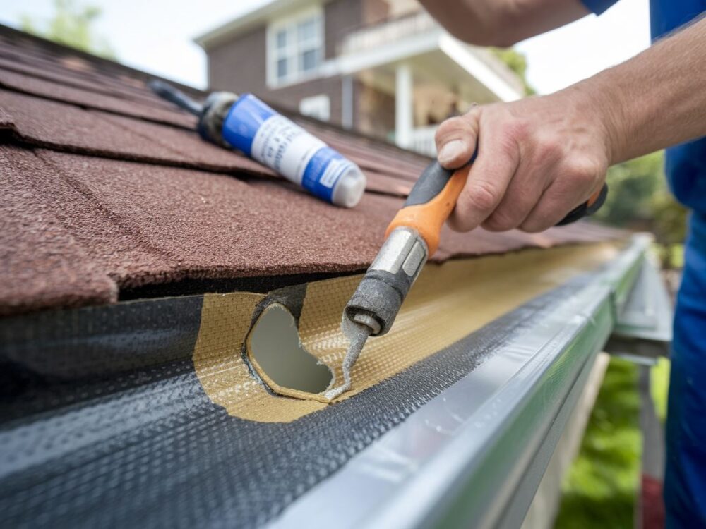 Łatanie dziury w rynnie