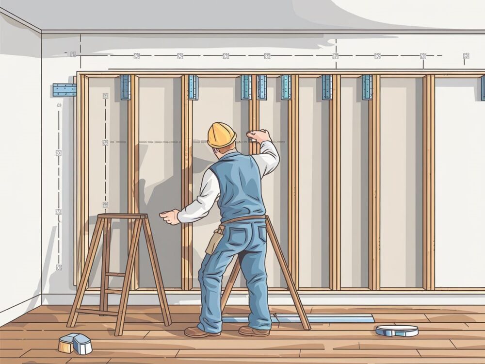 Montaż stelaża pod regipsy na ścianie