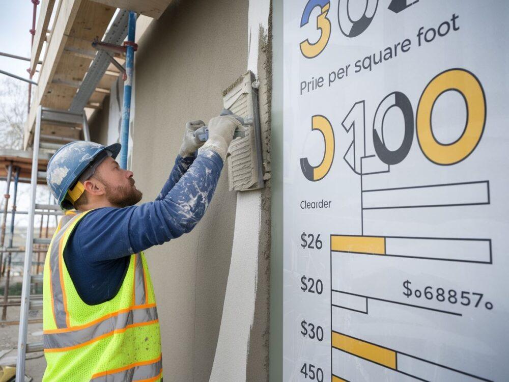 Proces nakładania tynku na fasadę