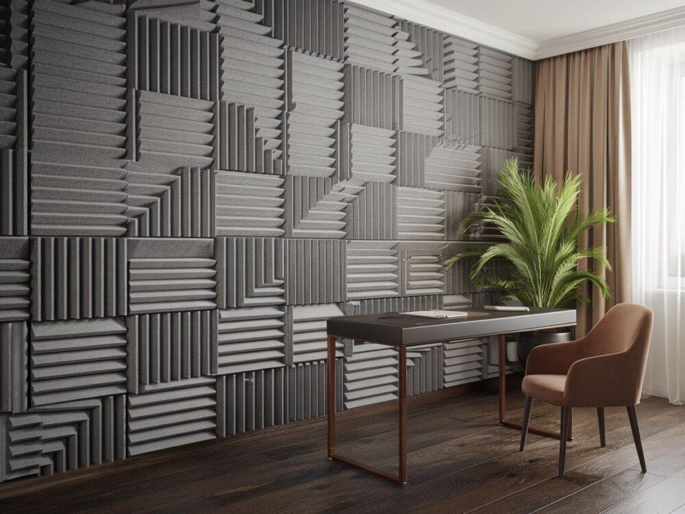 Ściana z panelami dźwiękochłonnymi