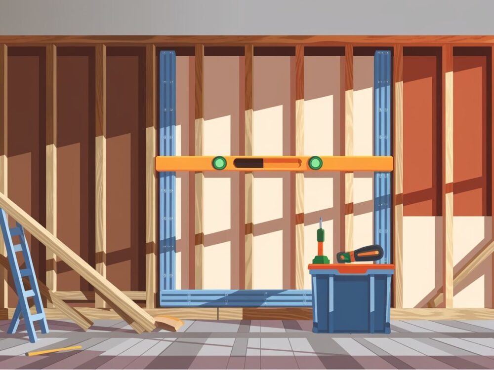 Wyważenie i przykręcanie metalowego stelaża