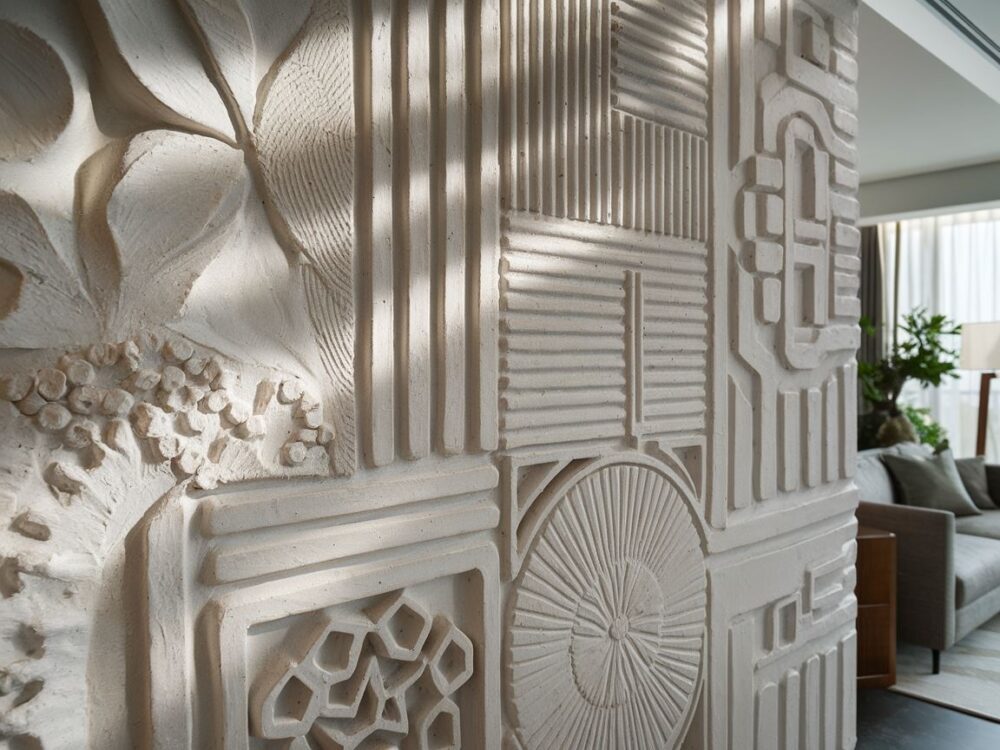 Wzory na ścianie w technice gipsowej