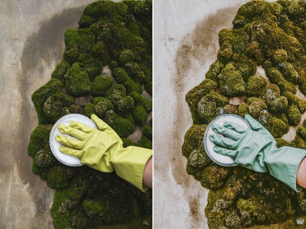 Zielony mech na chodniku